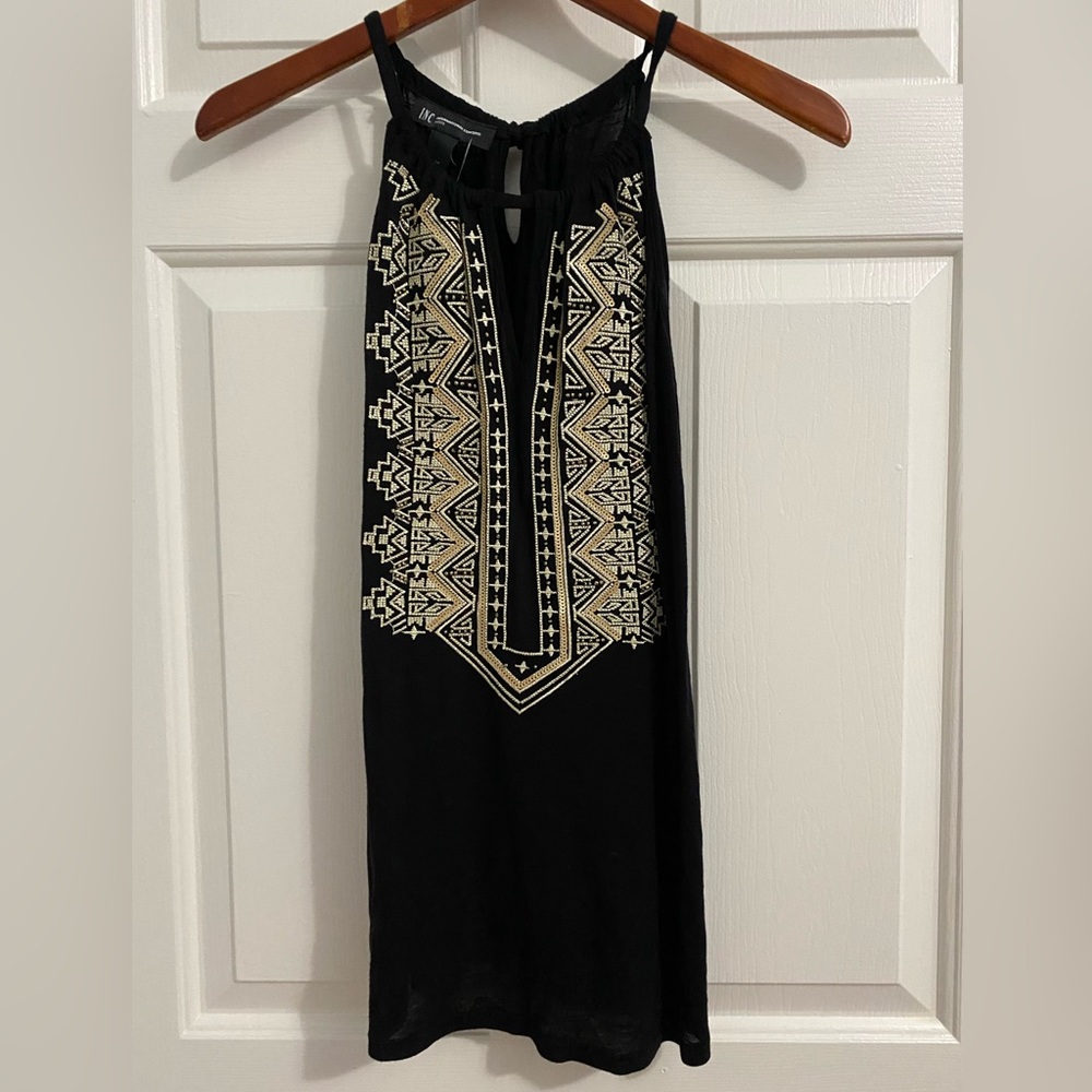 INC black/gold sleeveless top. NWT